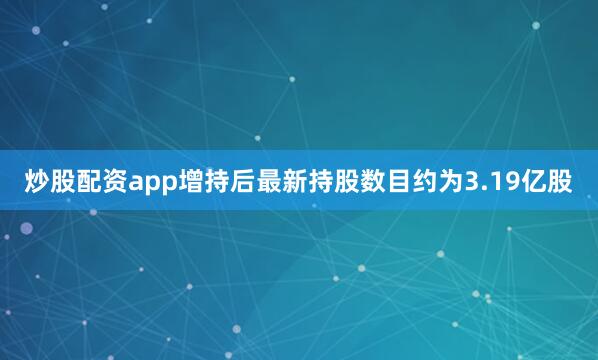 炒股配资app增持后最新持股数目约为3.19亿股
